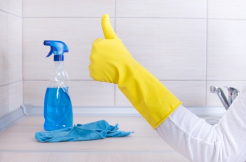 Cleaning a reception area in a Belgravia office